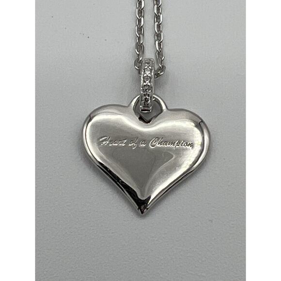Sterling Silver 925 Shiny Heart Necklace 16” Chain Boxed Gift Engraved - Picture 4 of 9